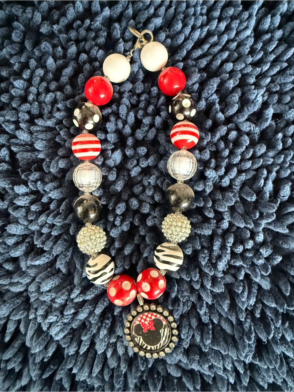 Kids Red, Black & White Beaded Necklace with Character-Inspired Pendant